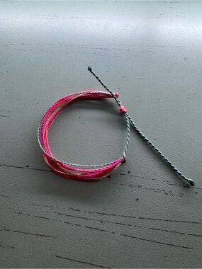 Pura Vida Pink and Gray Braided Friendship Bracelet